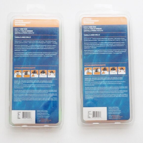 SPEEDO Adult Swim Caps Bundle of 2 New Thrills & Chills Green & Grey - Picture 4 of 4